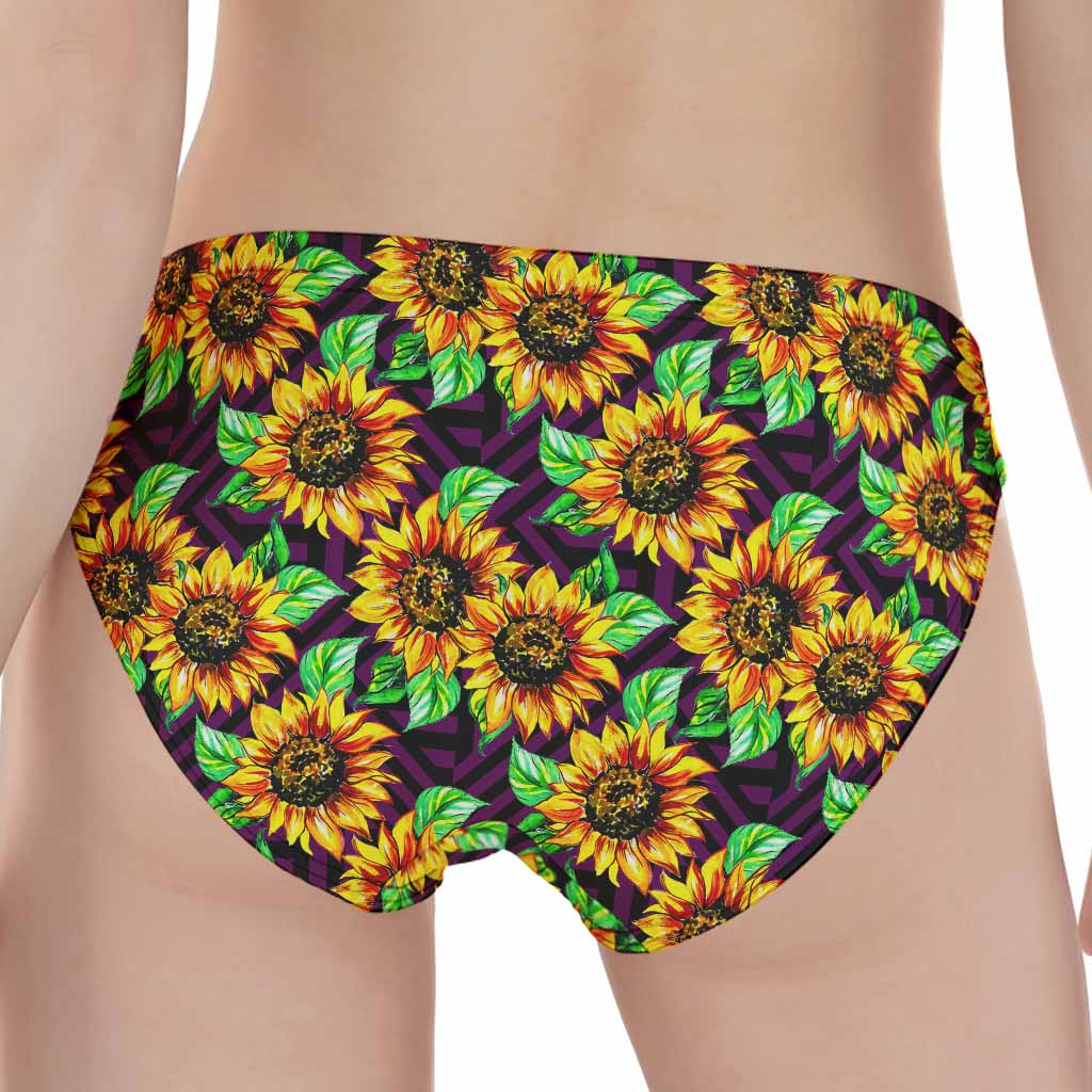 Purple Trippy Sunflower Pattern Print Women's Panties