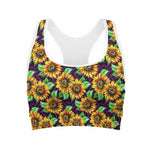 Purple Trippy Sunflower Pattern Print Women's Sports Bra