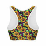 Purple Trippy Sunflower Pattern Print Women's Sports Bra