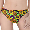Purple Trippy Sunflower Pattern Print Women's Thong
