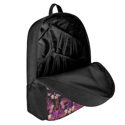 Purple Tropical Elephant Pattern Print 17 Inch Backpack