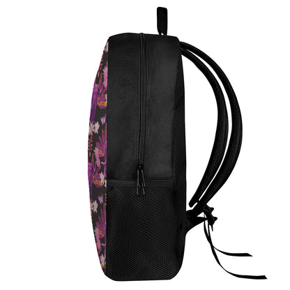 Purple Tropical Elephant Pattern Print 17 Inch Backpack