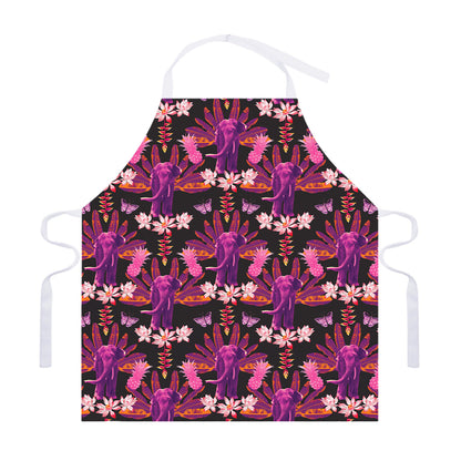 Purple Tropical Elephant Pattern Print Adjustable Apron
