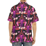 Purple Tropical Elephant Pattern Print Aloha Shirt