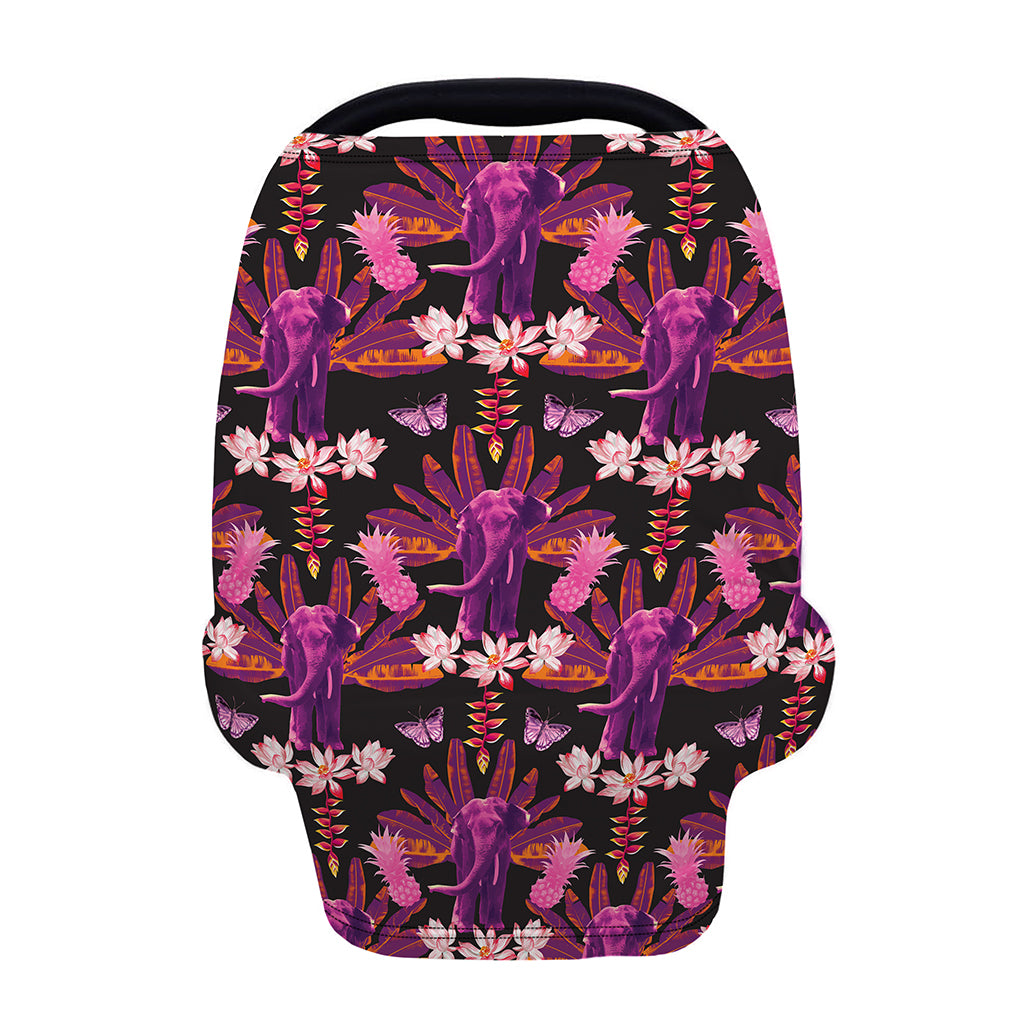 Purple Tropical Elephant Pattern Print Baby Seat Cover