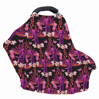 Purple Tropical Elephant Pattern Print Baby Seat Cover
