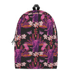 Purple Tropical Elephant Pattern Print Backpack