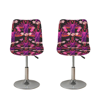 Purple Tropical Elephant Pattern Print Bar Stool Covers