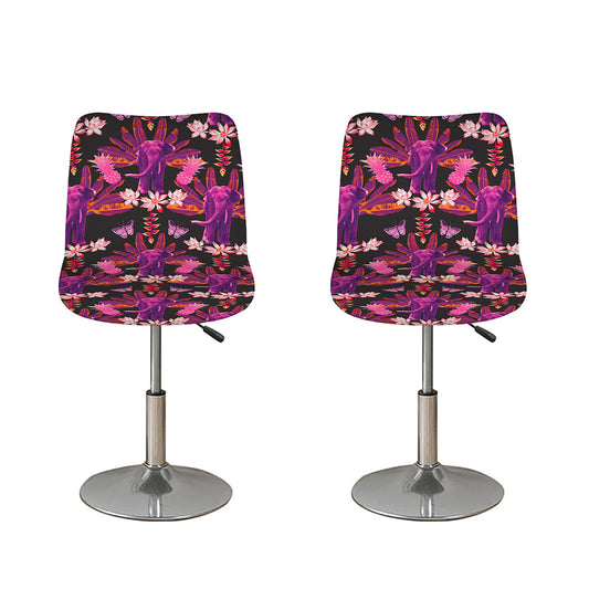 Purple Tropical Elephant Pattern Print Bar Stool Covers