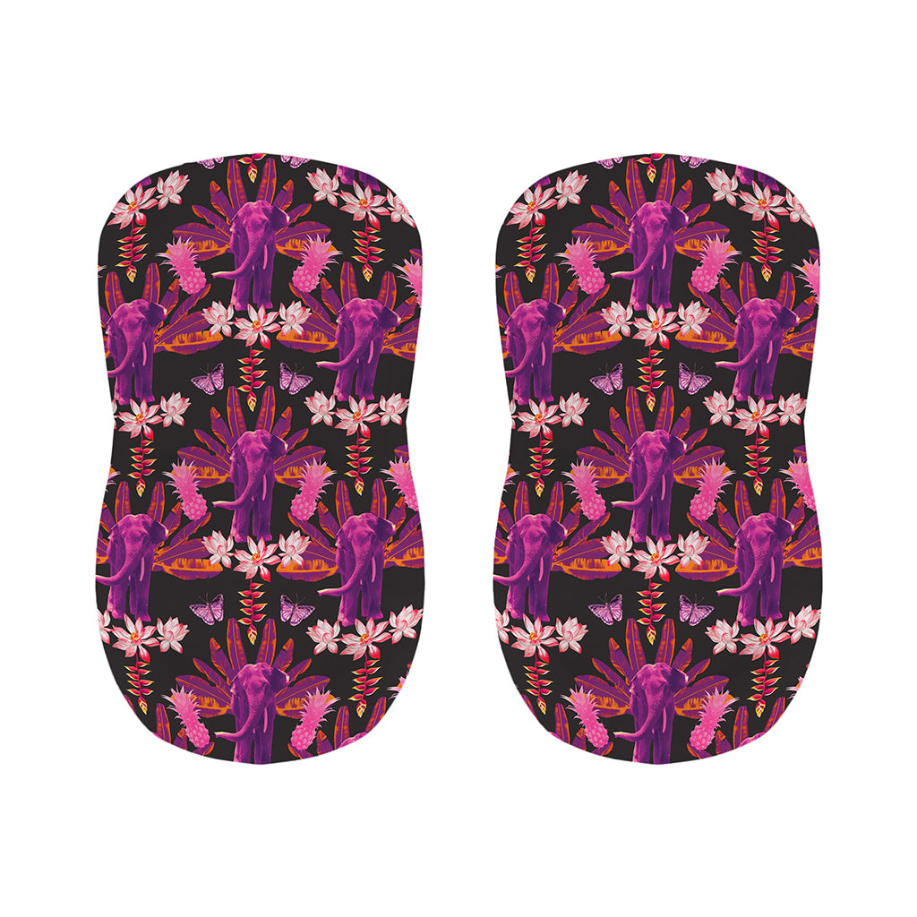 Purple Tropical Elephant Pattern Print Bar Stool Covers