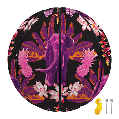 Purple Tropical Elephant Pattern Print Basketball