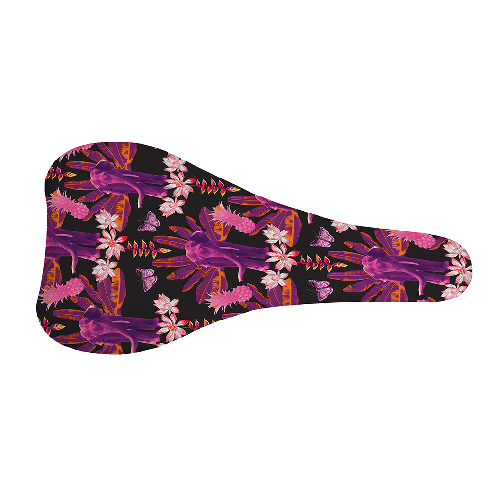 Purple Tropical Elephant Pattern Print Bicycle Seat Cover