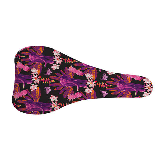 Purple Tropical Elephant Pattern Print Bicycle Seat Cover
