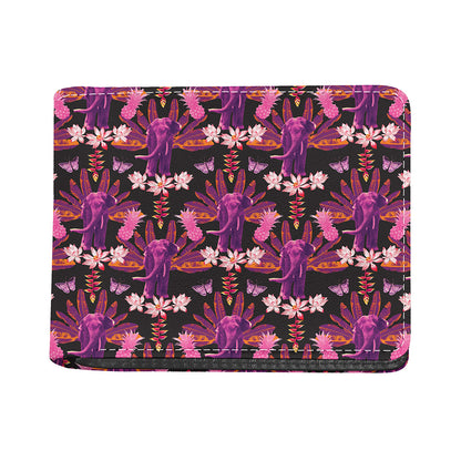 Purple Tropical Elephant Pattern Print Bifold Wallet