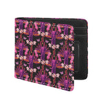 Purple Tropical Elephant Pattern Print Bifold Wallet