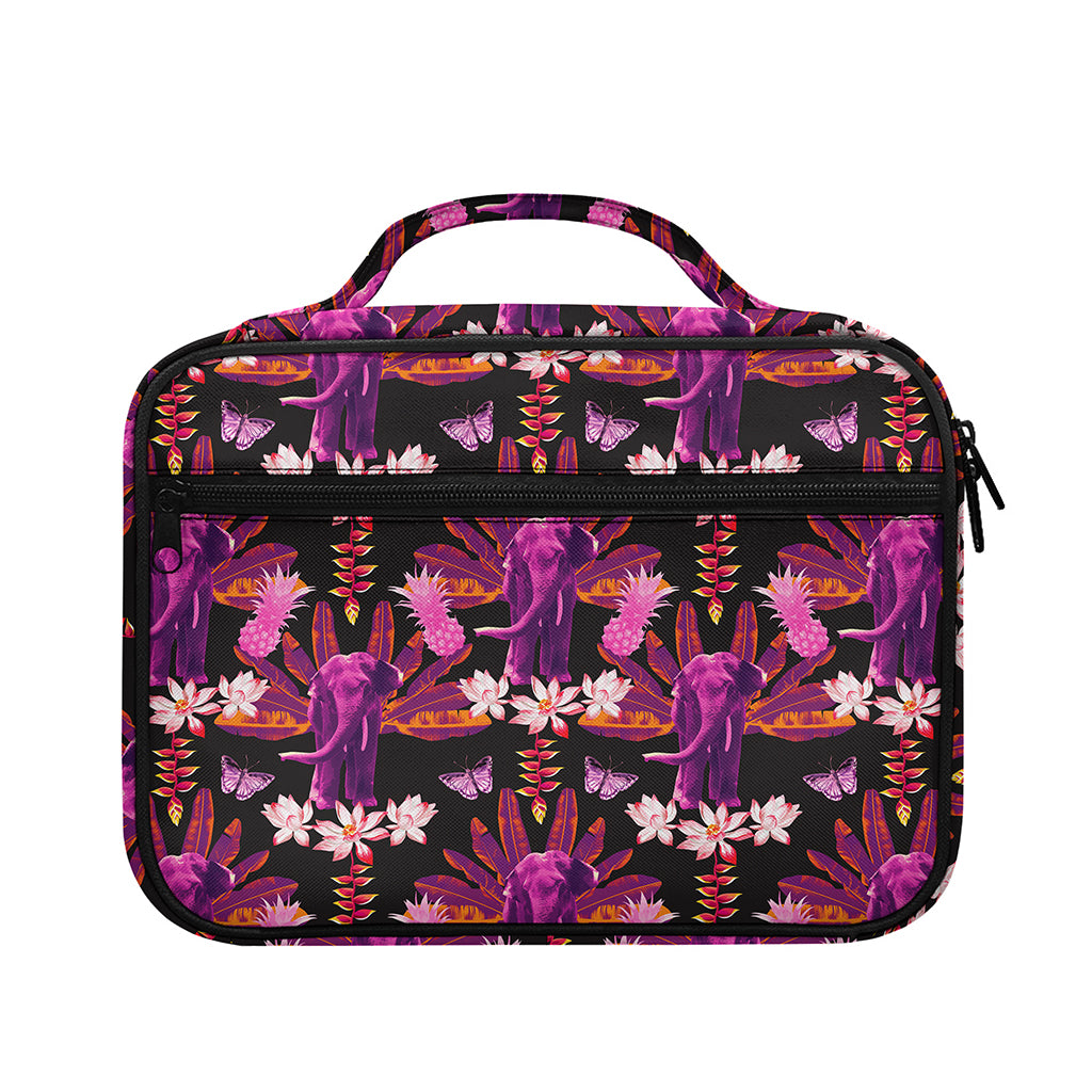 Purple Tropical Elephant Pattern Print Briefcase Bible Bag