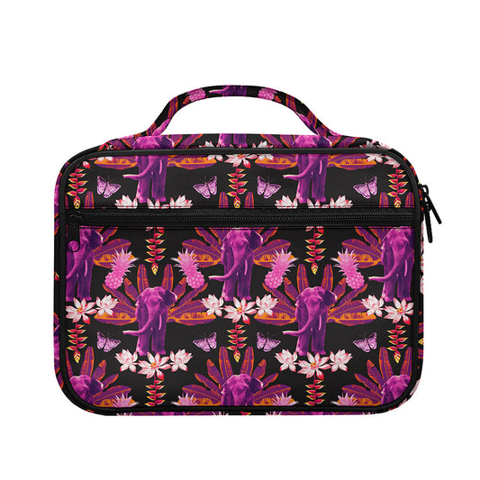 Purple Tropical Elephant Pattern Print Briefcase Bible Bag