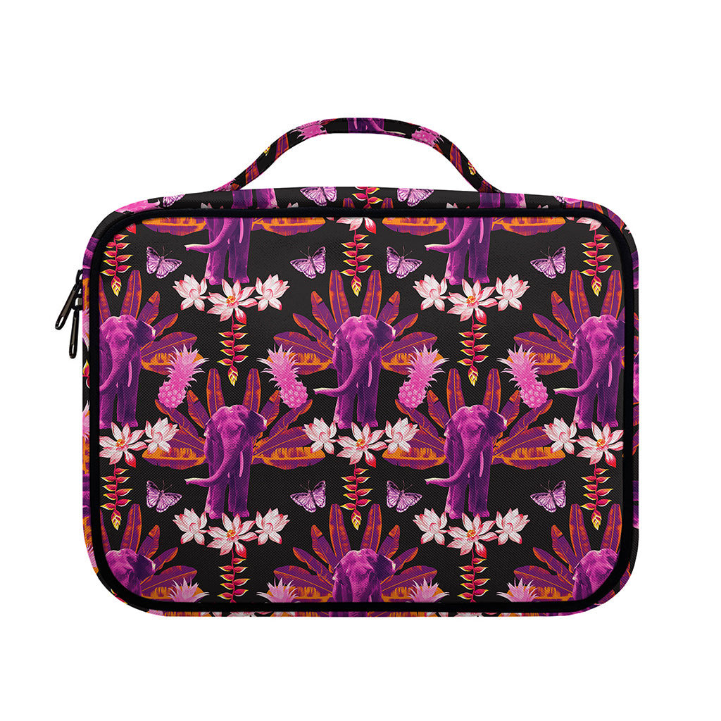 Purple Tropical Elephant Pattern Print Briefcase Bible Bag