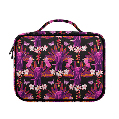 Purple Tropical Elephant Pattern Print Briefcase Bible Bag