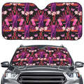 Purple Tropical Elephant Pattern Print Car Windshield Sun Shade