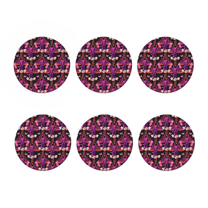 Purple Tropical Elephant Pattern Print Coaster Set