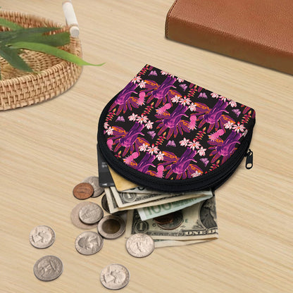 Purple Tropical Elephant Pattern Print Coin Purse