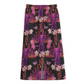 Purple Tropical Elephant Pattern Print Cotton Front Slit Maxi Skirt