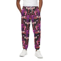 Purple Tropical Elephant Pattern Print Cotton Sweatpants
