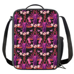 Purple Tropical Elephant Pattern Print Crossbody Lunch Bag