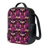 Purple Tropical Elephant Pattern Print Crossbody Lunch Bag