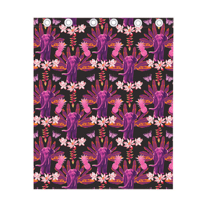 Purple Tropical Elephant Pattern Print Curtain