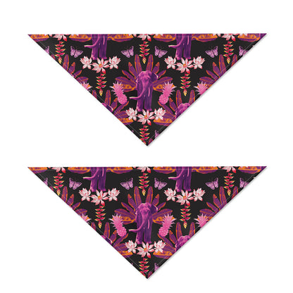 Purple Tropical Elephant Pattern Print Dog Bandana