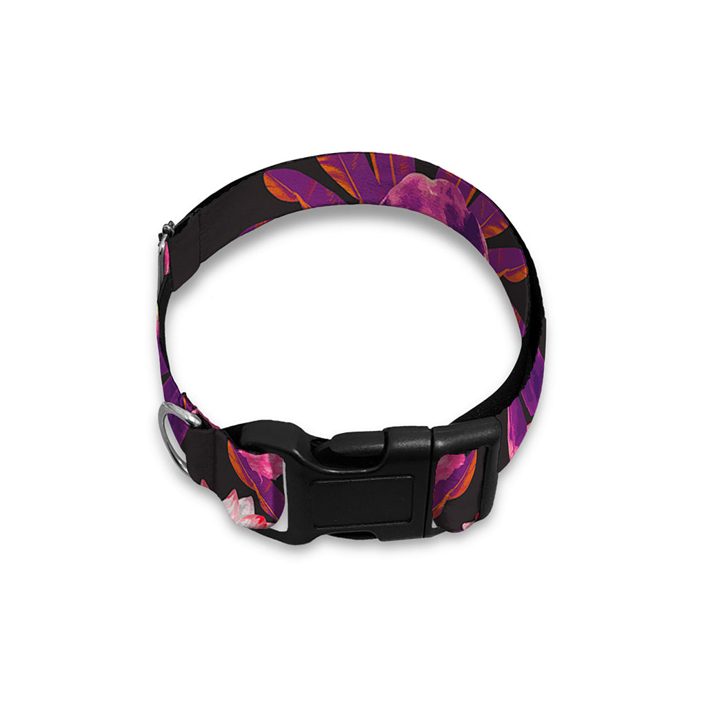 Purple Tropical Elephant Pattern Print Dog Collar