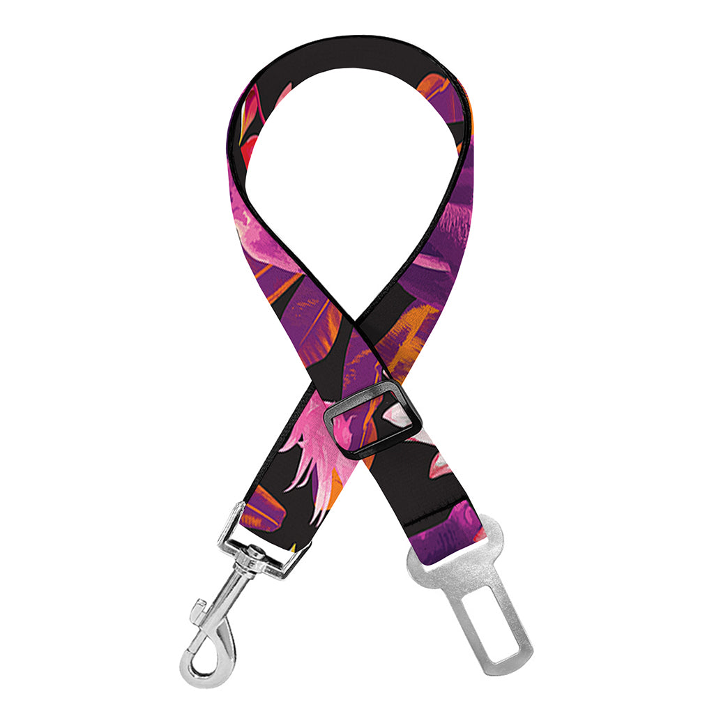 Purple Tropical Elephant Pattern Print Dog Seat Belt