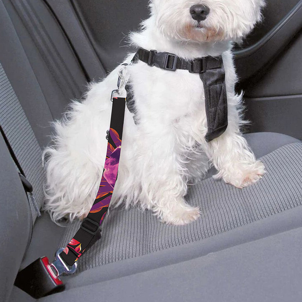 Purple Tropical Elephant Pattern Print Dog Seat Belt