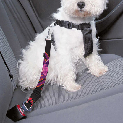 Purple Tropical Elephant Pattern Print Dog Seat Belt