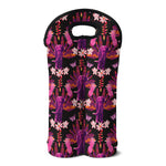 Purple Tropical Elephant Pattern Print Double Neoprene Wine Tote