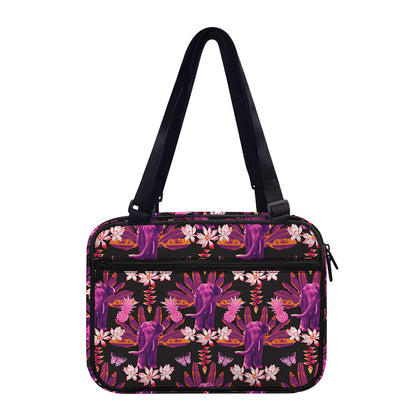 Purple Tropical Elephant Pattern Print Double Strap Bible Bag