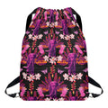 Purple Tropical Elephant Pattern Print Drawstring Backpack