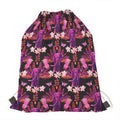 Purple Tropical Elephant Pattern Print Drawstring Bag