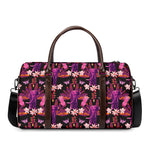 Purple Tropical Elephant Pattern Print Duffle Bag