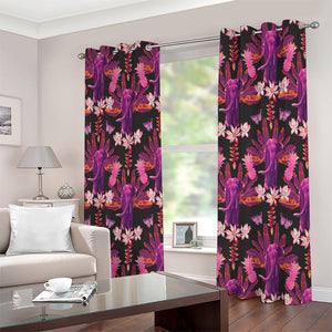 Purple Tropical Elephant Pattern Print Extra Wide Grommet Curtains