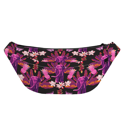 Purple Tropical Elephant Pattern Print Fanny Pack