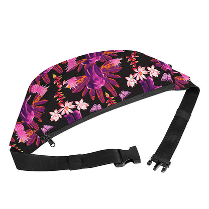 Purple Tropical Elephant Pattern Print Fanny Pack
