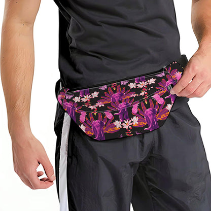 Purple Tropical Elephant Pattern Print Fanny Pack