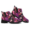 Purple Tropical Elephant Pattern Print Flat Ankle Boots