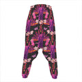Purple Tropical Elephant Pattern Print Hammer Pants