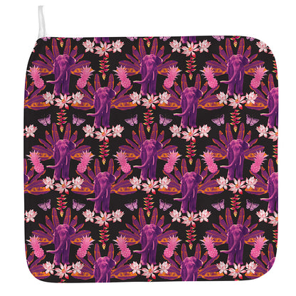 Purple Tropical Elephant Pattern Print Hand Towel