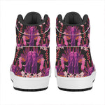 Purple Tropical Elephant Pattern Print High Top Leather Sneakers