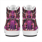 Purple Tropical Elephant Pattern Print High Top Leather Sneakers